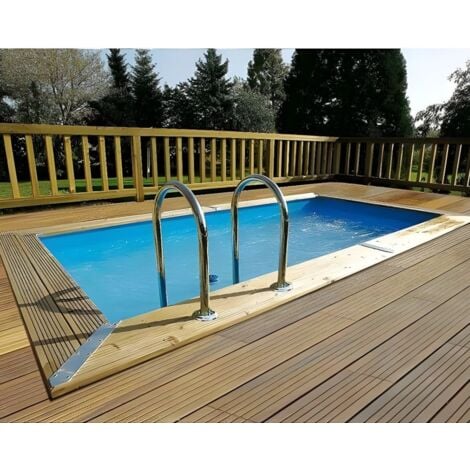Piscine bois Ubbink URBANPOOL rectangulaire 250x450x140cm liner gris