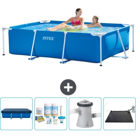 Piscine Cadre Rectangulaire Intex - 220 x 150 x 60 cm - Bleue - Incluse Accessoire CB4