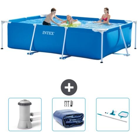 Piscine Cadre Rectangulaire Intex - 300 x 200 x 75 cm - Bleue - Incluse Accessoire CB78