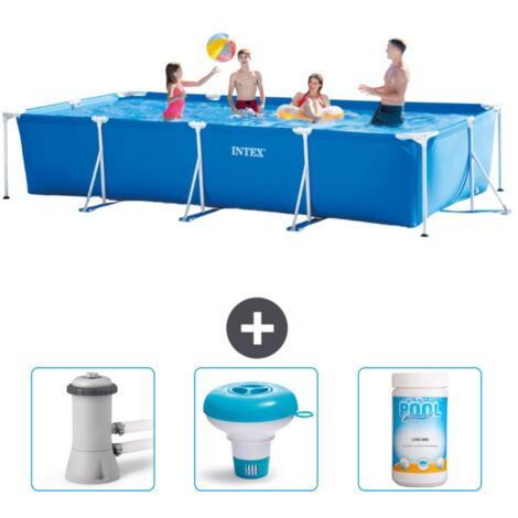Piscine Cadre Rectangulaire Intex - 450 x 220 x 84 cm - Bleue - Incluse Accessoire CB77