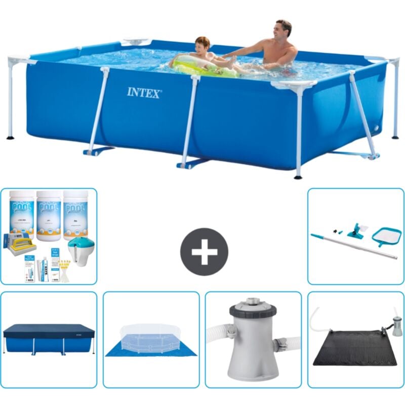 Intex - Piscine Cadre Rectangulaire 260 x 160 x 65 cm - Bleue - Incluse Accessoire CB97
