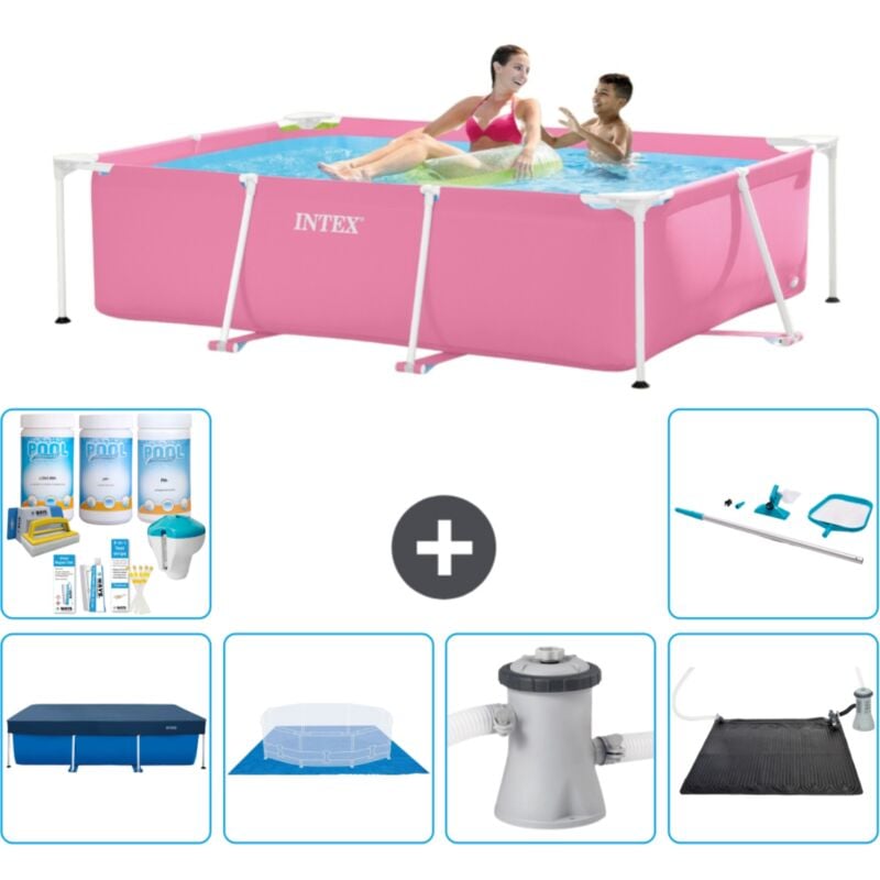 Intex - Piscine Cadre Rectangulaire 220 x 150 x 60 cm - Rose - Incluse Accessoire CB97