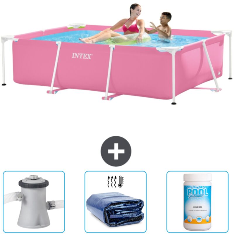 Intex - Piscine Cadre Rectangulaire 220 x 150 x 60 cm - Rose - Incluse Accessoire CB75