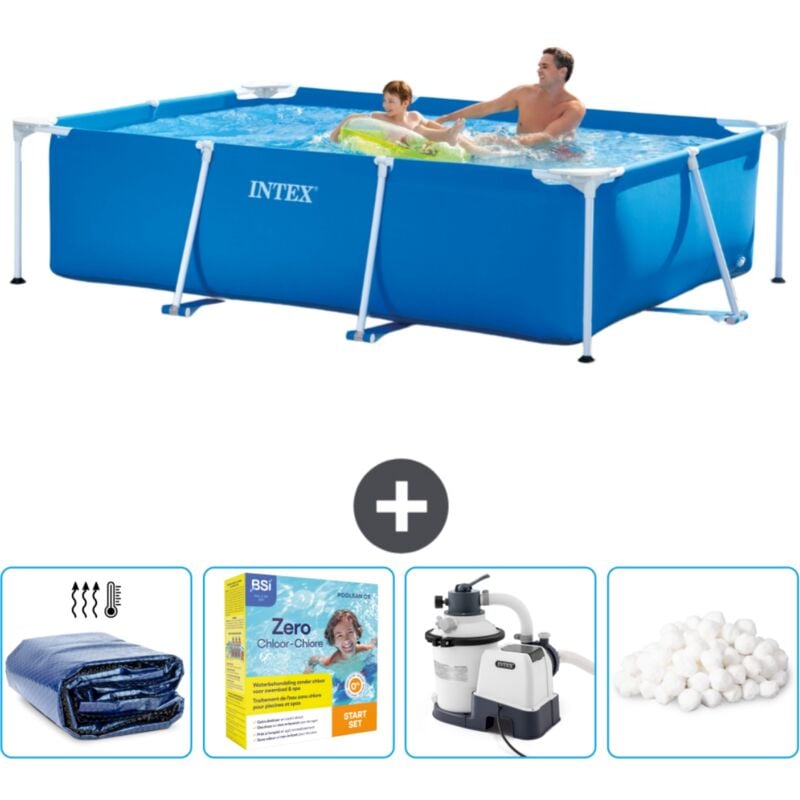 Intex - Piscine Cadre Rectangulaire 260 x 160 x 65 cm - Bleue - Incluse Accessoire CB70