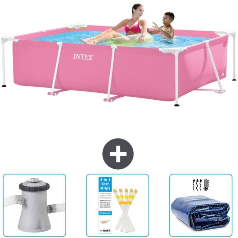 Intex - Piscine Cadre Rectangulaire 220 x 150 x 60 cm - Rose - Incluse Accessoire CB74