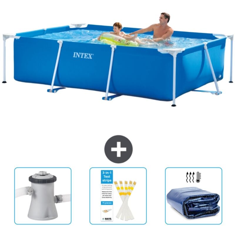 Intex - Piscine Cadre Rectangulaire 260 x 160 x 65 cm - Bleue - Incluse Accessoire CB74