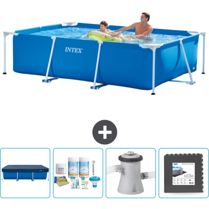 Intex - Piscine Cadre Rectangulaire 260 x 160 x 65 cm - Bleue - Incluse Accessoire CB3