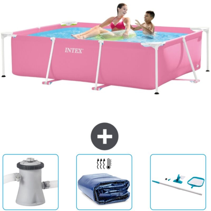 Intex - Piscine Cadre Rectangulaire 220 x 150 x 60 cm - Rose - Incluse Accessoire CB78