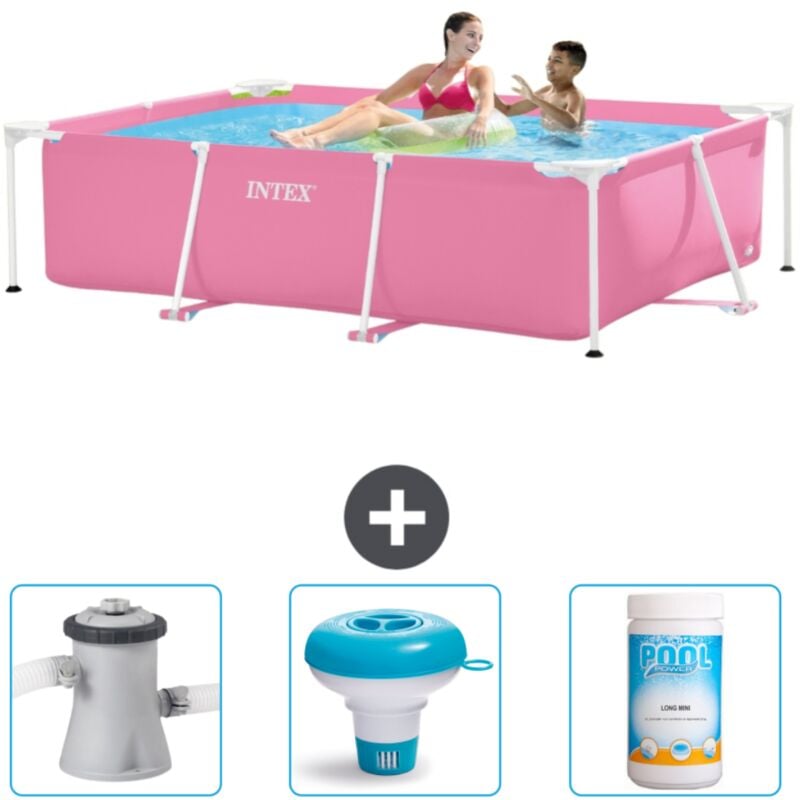 Intex - Piscine Cadre Rectangulaire 220 x 150 x 60 cm - Rose - Incluse Accessoire CB77
