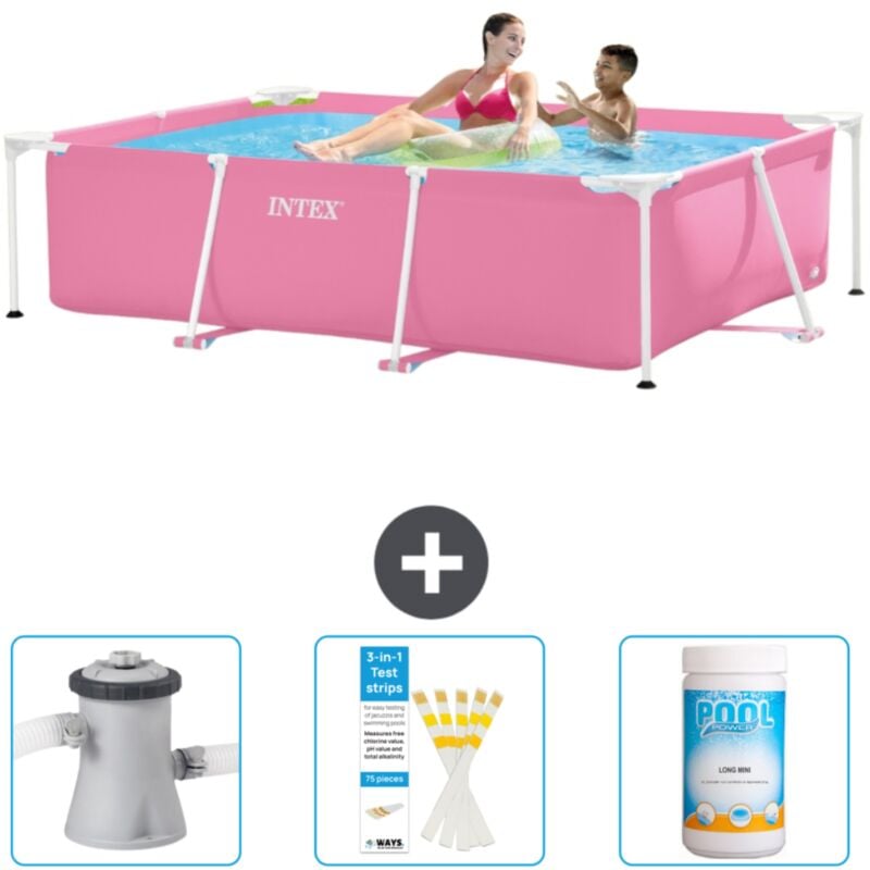 Intex - Piscine Cadre Rectangulaire 220 x 150 x 60 cm - Rose - Incluse Accessoire CB73