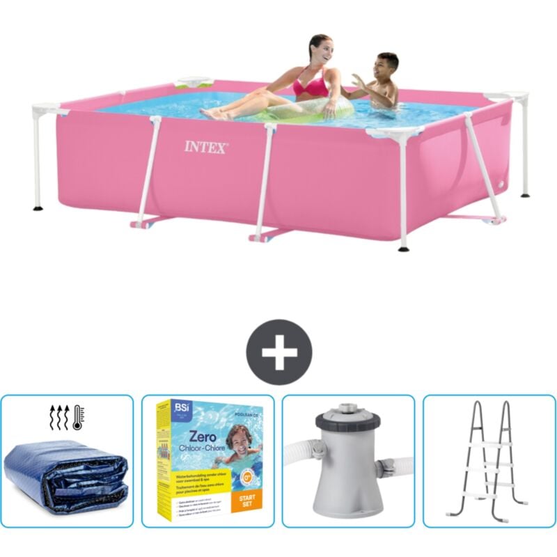 Piscine Cadre Rectangulaire Intex 220 x 150 x 60 cm - Rose - Incluse Accessoire CB13