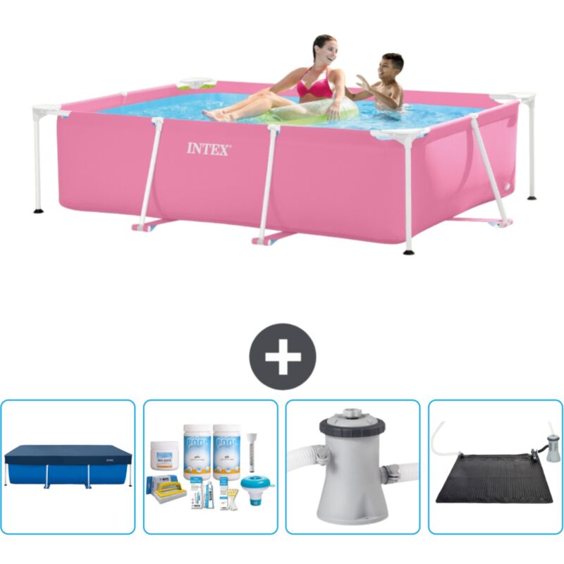 Intex - Piscine Cadre Rectangulaire 220 x 150 x 60 cm - Rose - Incluse Accessoire CB4
