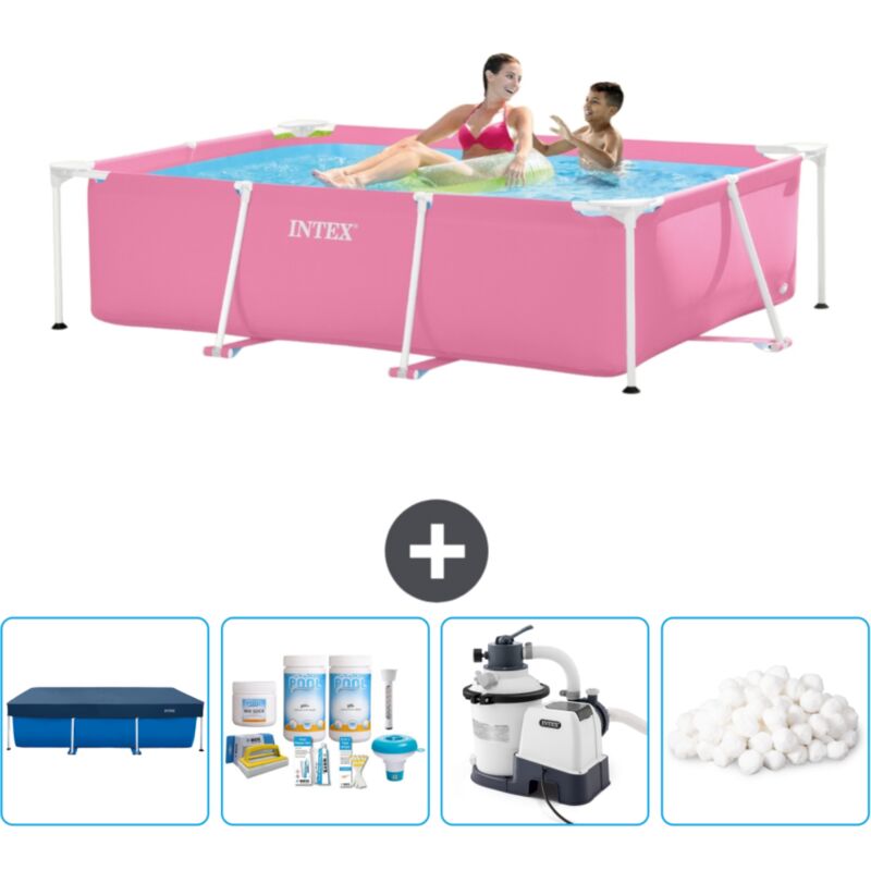 Piscine Cadre Rectangulaire Intex 220 x 150 x 60 cm - Rose - Incluse Accessoire CB63