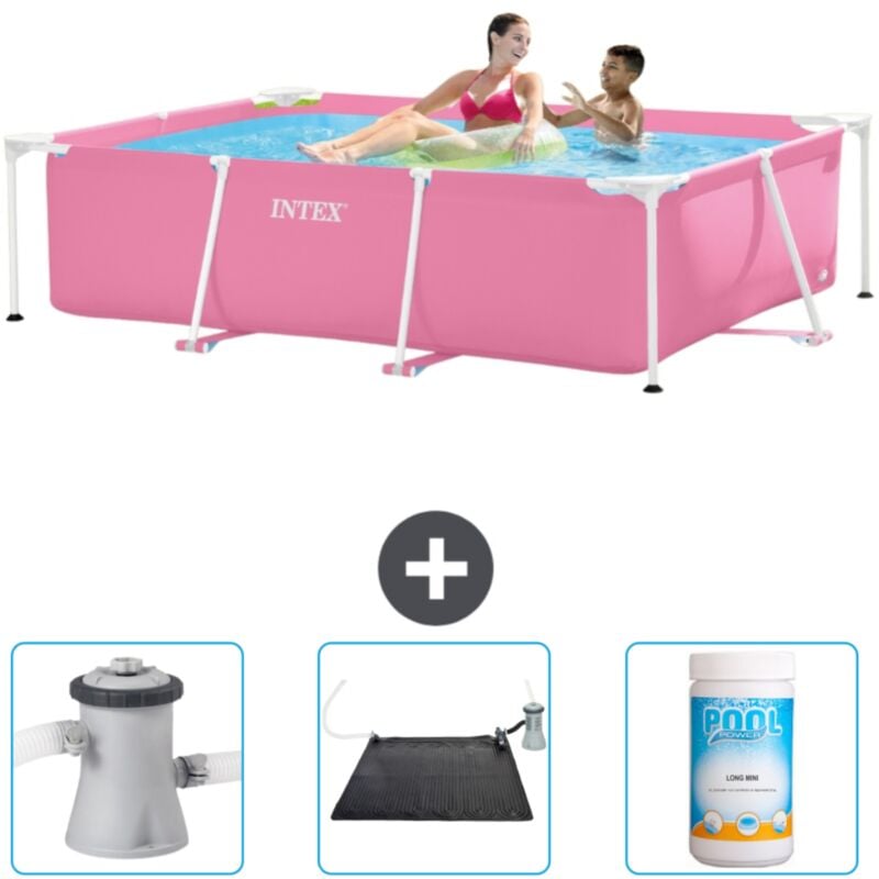 Intex - Piscine Cadre Rectangulaire 220 x 150 x 60 cm - Rose - Incluse Accessoire CB80