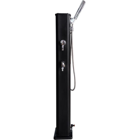 Piscine Center O'Clair – Douche solaire alu noir 20 l – Rince-pied intégré – Installation facile – Résistance aux UV – Pour piscine et jardin