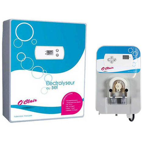 Piscine Center O'Clair – Pack électrolyseur S90 et régulateur pH – Pour piscines jusqu'à 90 m³ – Cellule autonettoyante – Affichage digital chlore