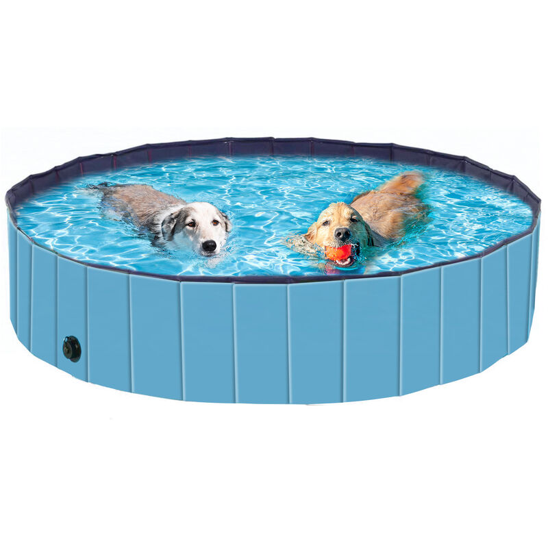 Grand Piscine Chien 160x30 cm - Baignoire Pliable Chien Bassin de Baignade Bain pour Chien/Chat Animal - Bleu