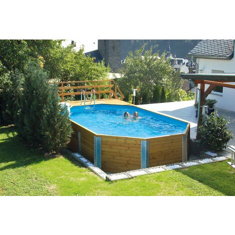 Piscine de luxe WEKA, en bois massif de 20,4 m3, inclus kit de filtration/local/escalier bois. - Naturel