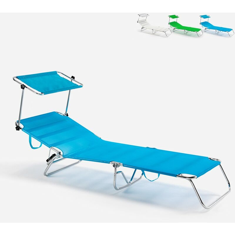 Transat de plage bain de soleil pliable en aluminium Cancun Couleur: Bleu