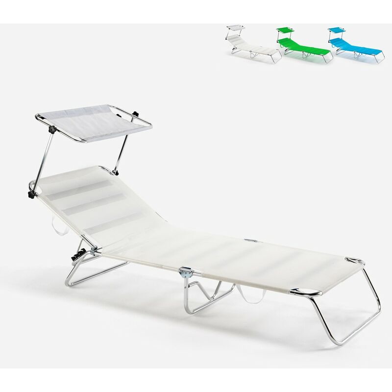 Transat de plage bain de soleil pliable en aluminium Cancun Couleur: Blanc