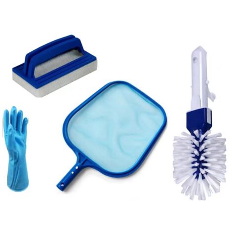 Piscine eau peu profonde filet à feuilles filet de pêche piscine éponge brosse à main brosse de nettoyage gants ensemble de 4 pièces