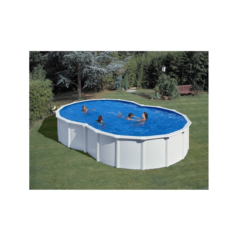 GRE - Piscine acier blanc Varadero en huit 6,45 x 3,95 x 1,22 m - Gré