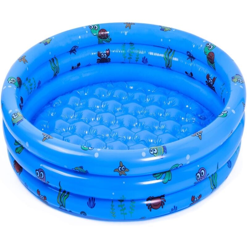 Aougo - Piscine Enfant, Piscine Gonflable Ronde de 51 Pouces, Piscine Gonflable Extérieur Pataugeoire, Bleu(130 x 35cm)