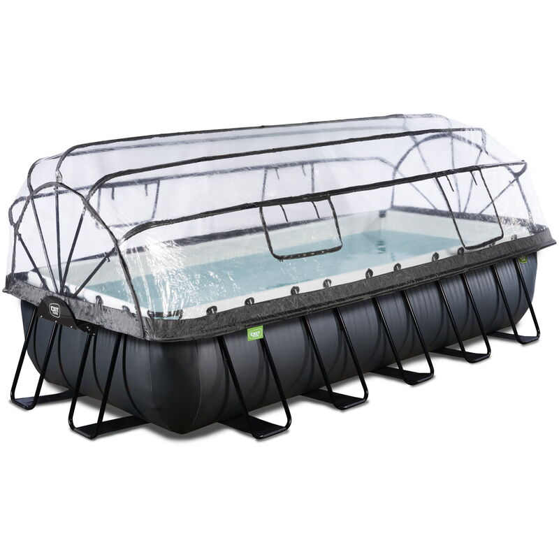 Deutsch - Piscine exit Black Leather 540x250x100cm avec pompe filtrante à sable et dôme - noir