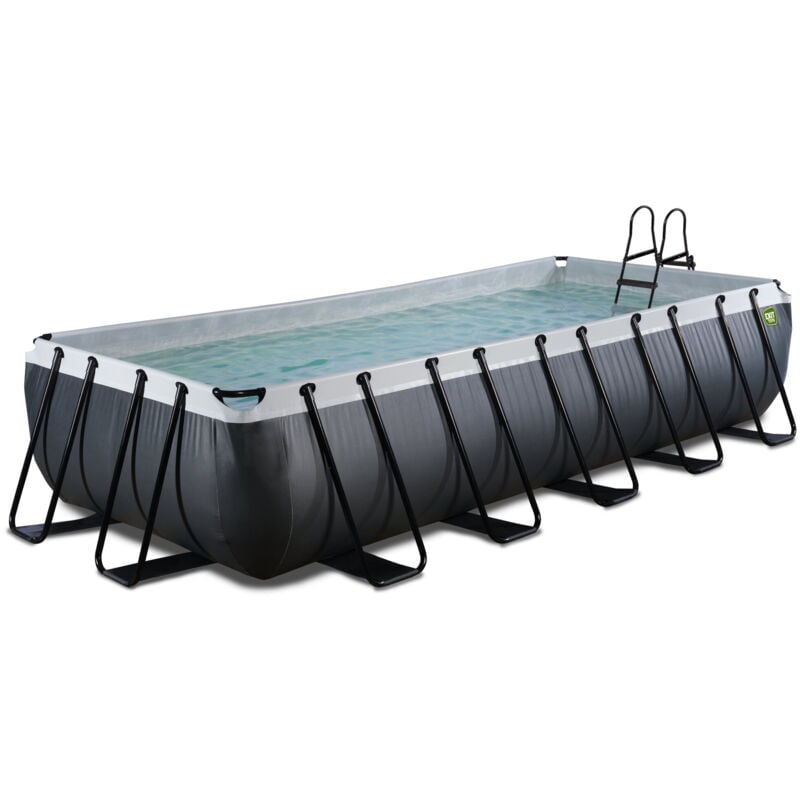 Errebi Group - exit Noir Piscine en cuir 540x250x100cm avec pompe filtre à sable - noir