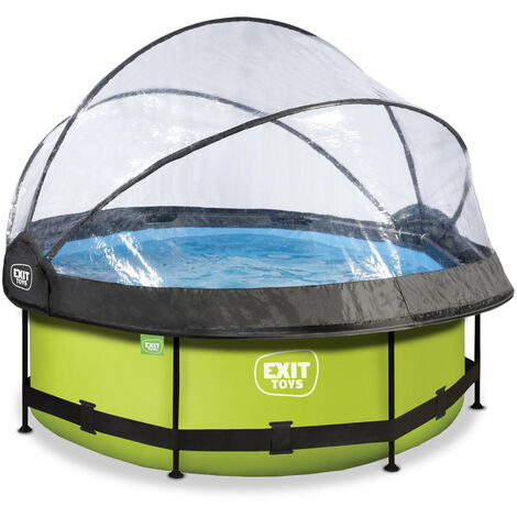 Piscine EXIT Lime ø244x76cm avec pompe filtrante et dôme - vert - Vert