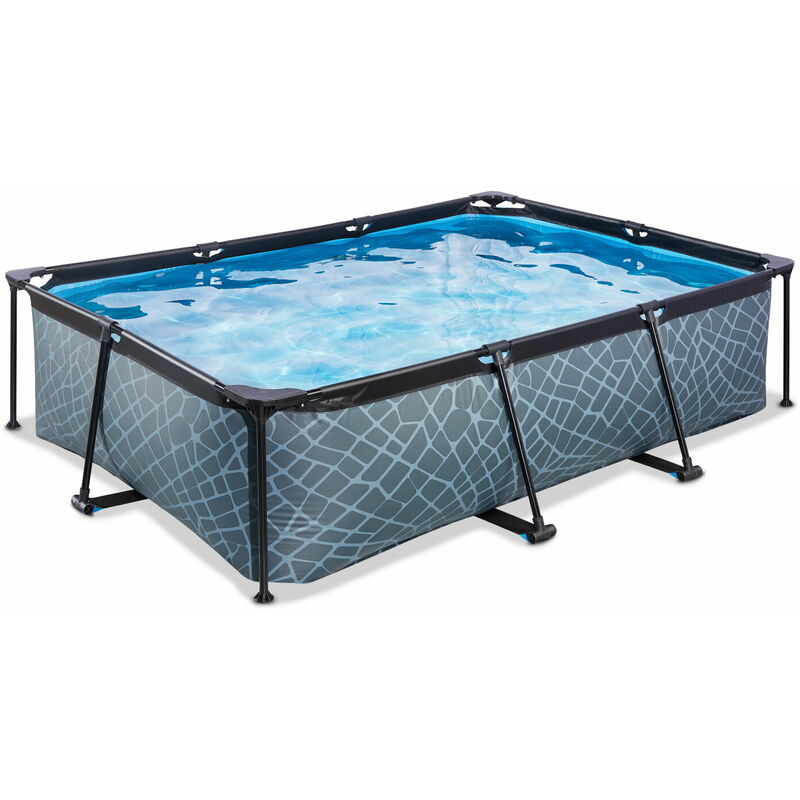 Exit Toys - Piscine exit Stone 220x150x65cm avec pompe filtrante - grise
