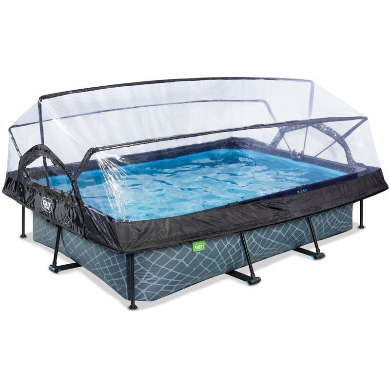Exit Toys - Piscine exit Stone 300x200x65cm avec pompe filtrante et dôme - grise