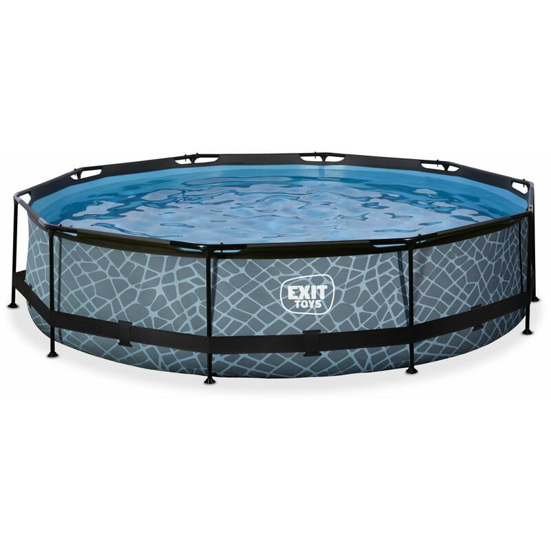 Exit Toys - Piscine exit Stone ø360x76cm avec pompe filtrante - grise