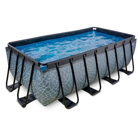 Piscine EXIT Stone 400x200x122cm avec pompe filtrante - grise