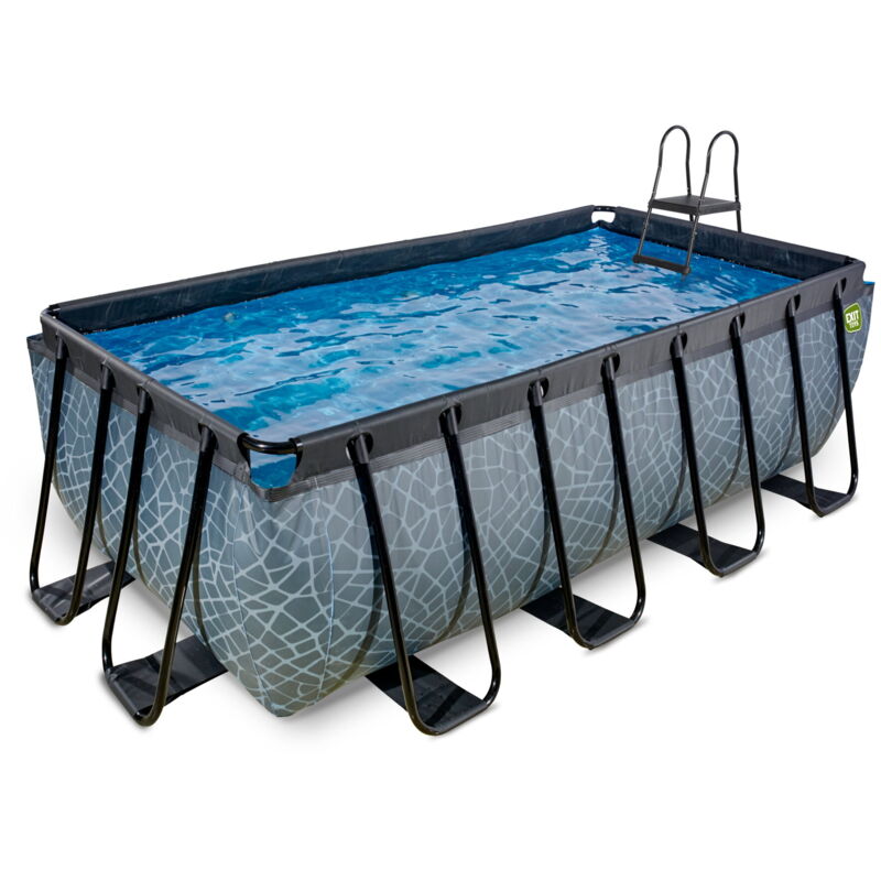 Piscine EXIT Stone 400x200x122cm avec pompe filtrante à sable - grise