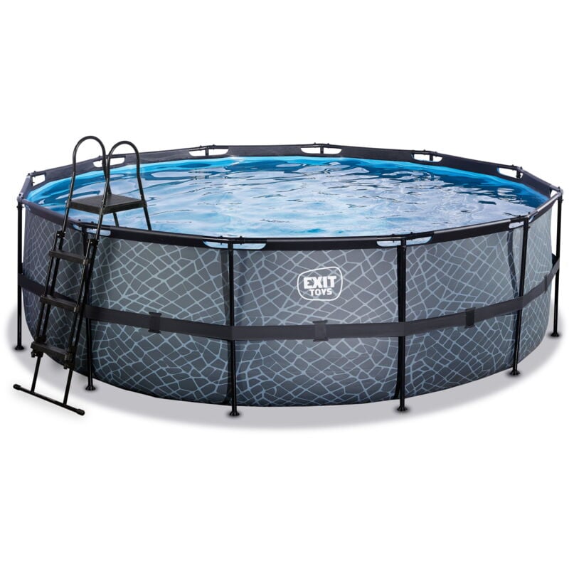 Exit Toys - exit Piscine en pierre ø450x122cm avec pompe à sable - gris