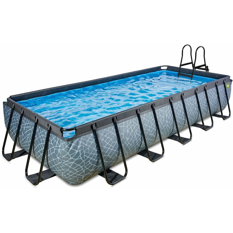 Exit Toys - Piscine exit Stone 540x250x100cm avec pompe filtrante à sable - grise