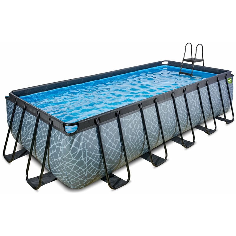 Piscine EXIT Stone 540x250x122cm avec pompe filtrante à sable - grise