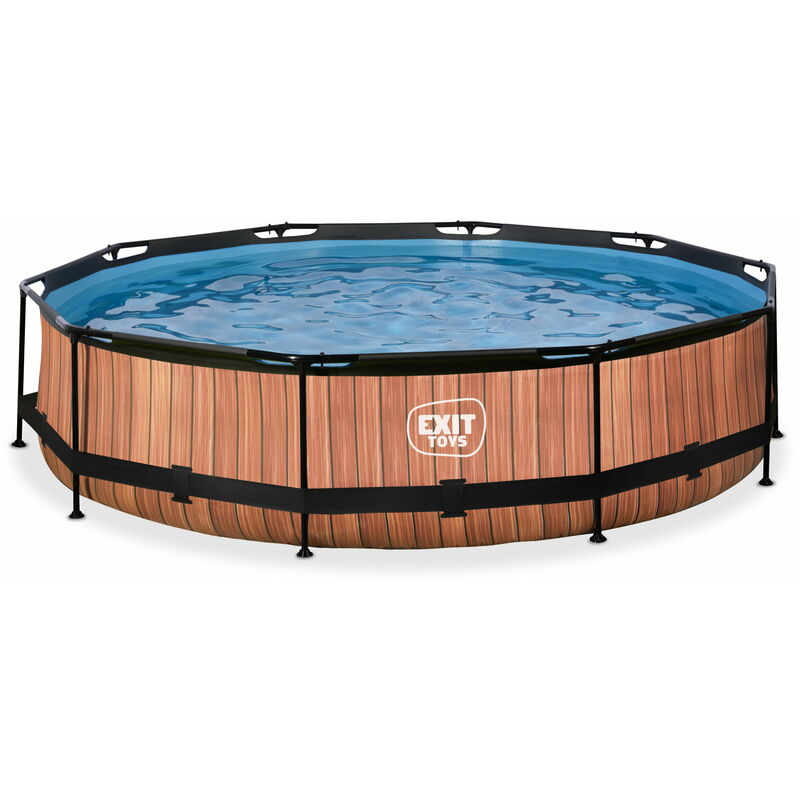 Exit Toys - Piscine exit Wood ø360x76cm avec pompe filtrante - marron
