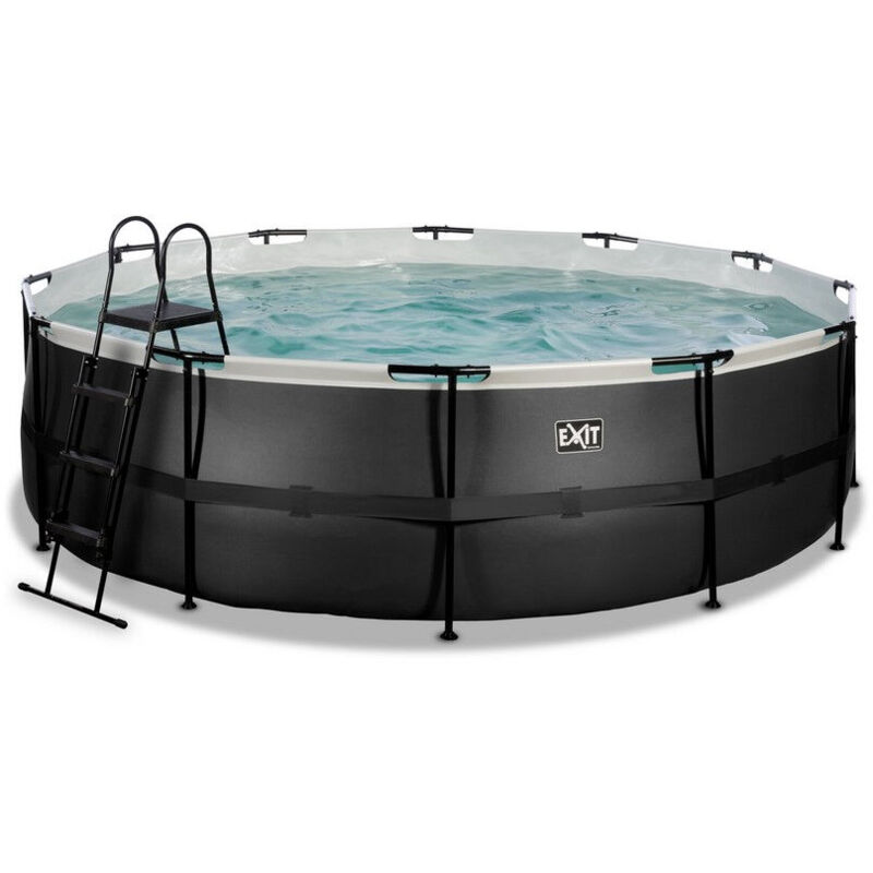 EXIT Noir Piscine en cuir ø488x122cm avec pompe de filtration - noir
