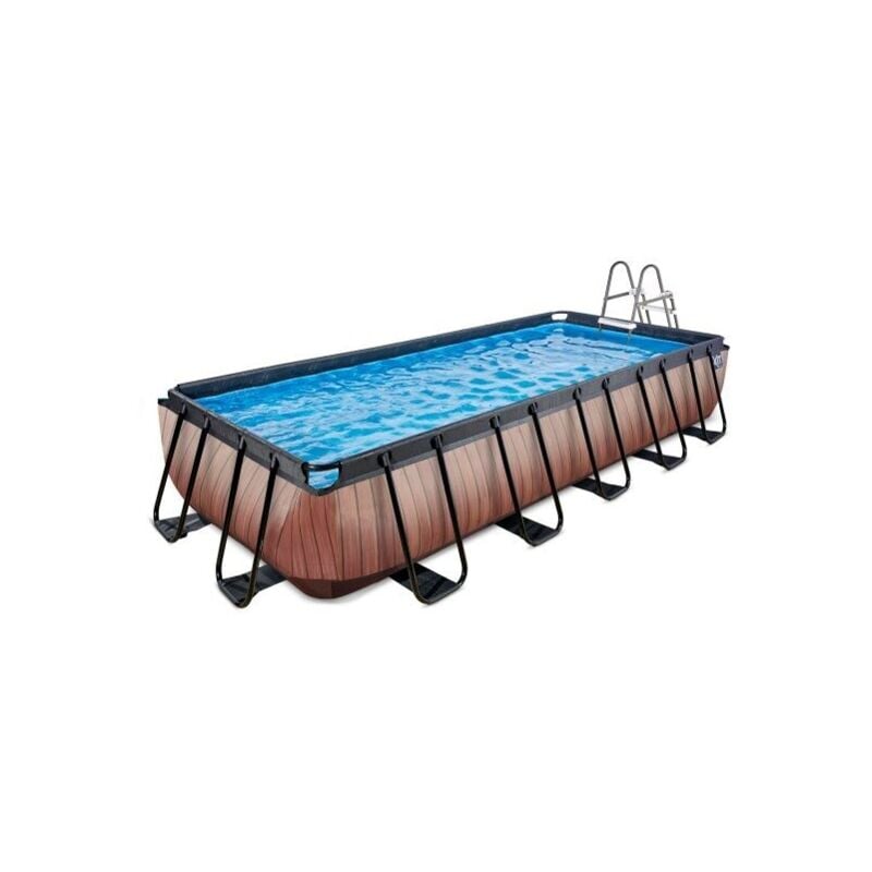 Exit Toys - exit Piscine en bois 540x250x100cm avec pompe de filtration - marron