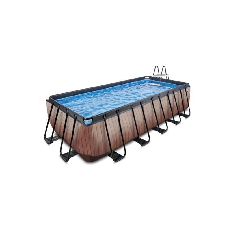 Exit Toys - exit Piscine en bois 540x250x122cm avec pompe à sable - marron
