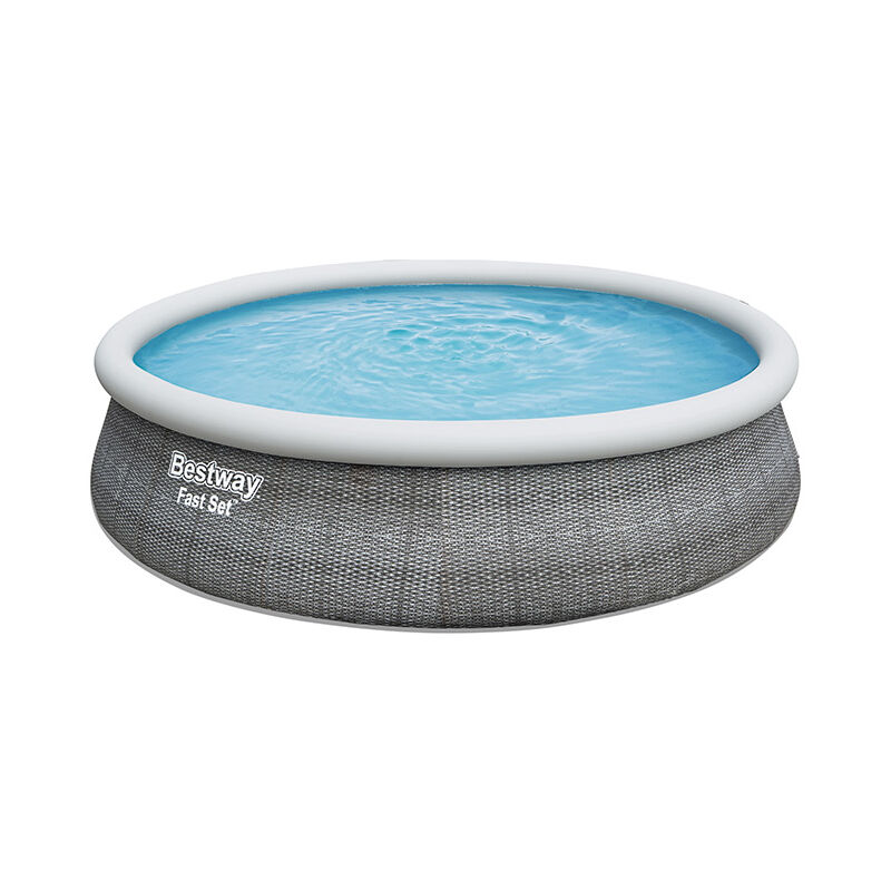Bestway - Piscine autoportante ronde Diamètre 4,57 x 1,07 m aspect résine tressée Fast Set de