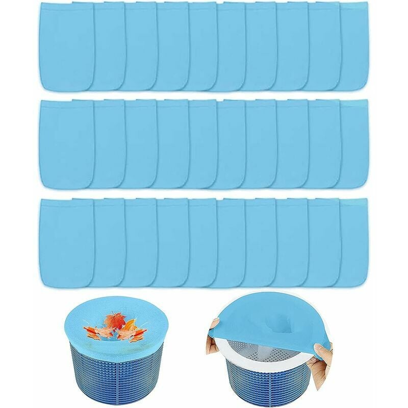 Ahlsen - Piscine Filtre Skimmer, 30 Chaussettes de Skimmer de Piscine Filet D'écumoire, Filtre Chaussette Skimmer Piscine pour Panier Piscine, Pool