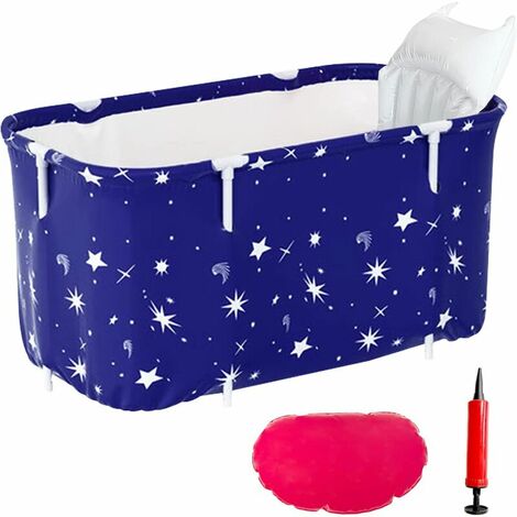 Piscine gonflable Baignoire portative pour adulte pliable douche de trempage autoportante pliable maison SPA baignoire avec oreiller gonflable, siège