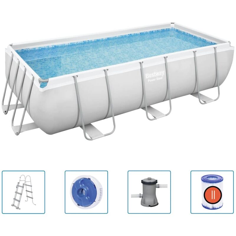 Ensemble de piscine rectangulaire Power Steel 404x201x100 cm - Bestway