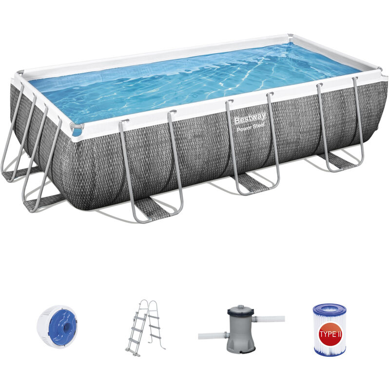 Bestway - 56721 Piscine Frame Power Steel Swimmingpool 404x201x100cm,Set Complet