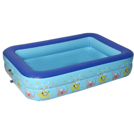 Piscine Gonflable familiale Bleue rectangulaire Family Pool pour Petits Enfants. 120x90x35cm 