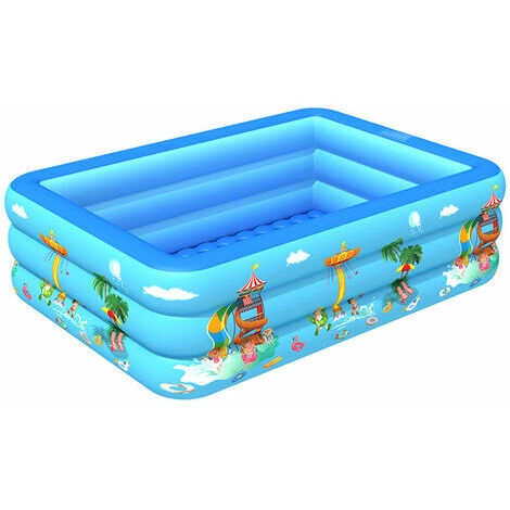 Piscine gonflable de jeu d'eau épaississement pataugeoire familiale pataugeoire rectangulaire pour enfants 120 X 85 X 35 cm bleu