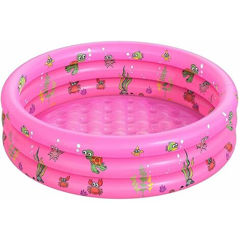 Piscine Gonflable Enfant Pataugeoire Ronde Ocean Life Épaissi Piscine Gonflable Familiale pour Le Jardin pour Enfants Adultes Familles 3 boudins diamètre 100x35 cm LO-Ron